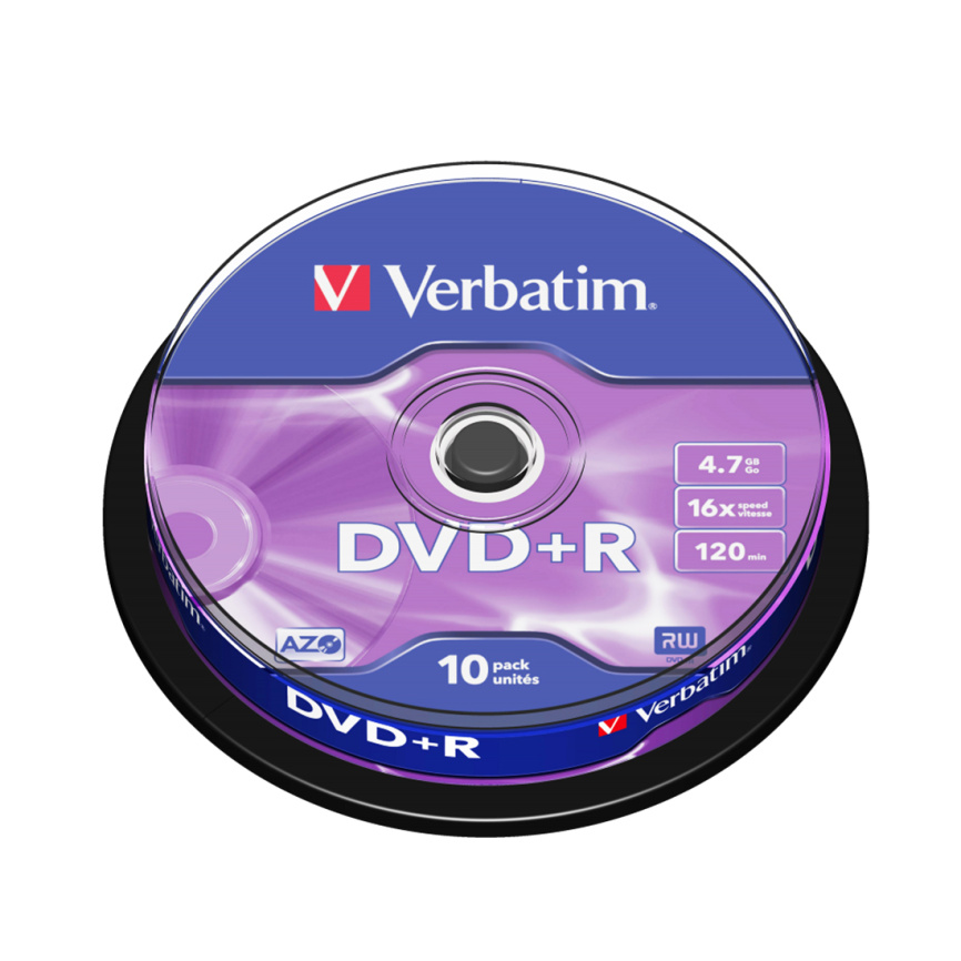 Диск DVD+R Verbatim (43498) 4.7GB 10штук Незаписанный фото 2