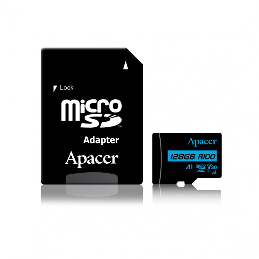 Карта памяти Apacer AP128GMCSX10U7-R 128GB + адаптер фото 1