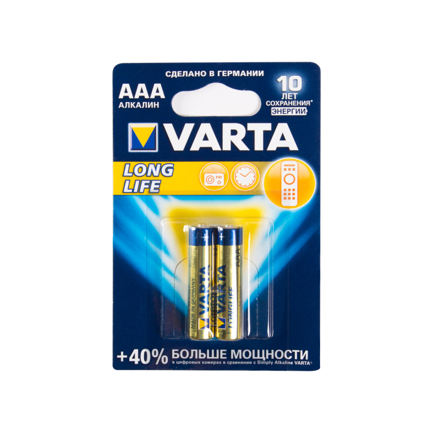 Батарейка VARTA Longlife Micro 1.5V - LR03/ AAA (2 шт) фото 2