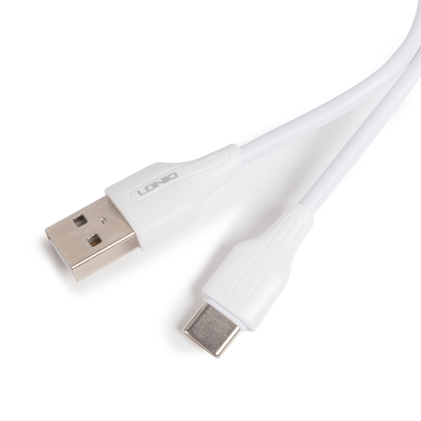 Интерфейсный кабель LDNIO Type-C LS543 2м/3м 2,1A Белый фото 1
