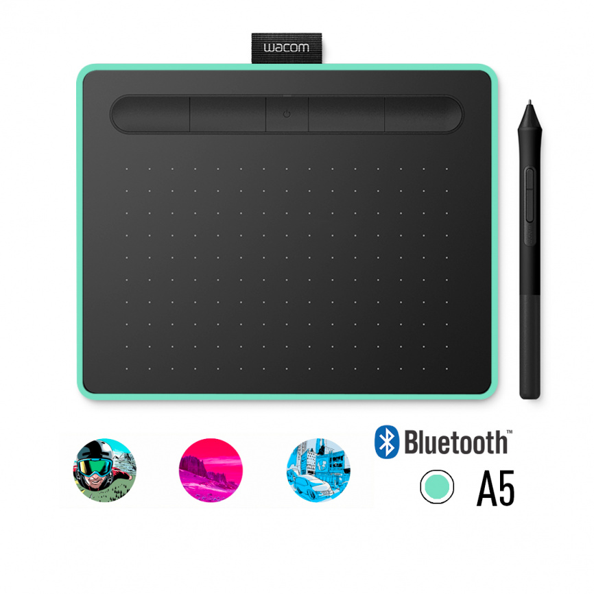 Графический планшет Wacom Intuos Medium Bluetooth (CTL-6100WLE-N) Зелёный фото 1