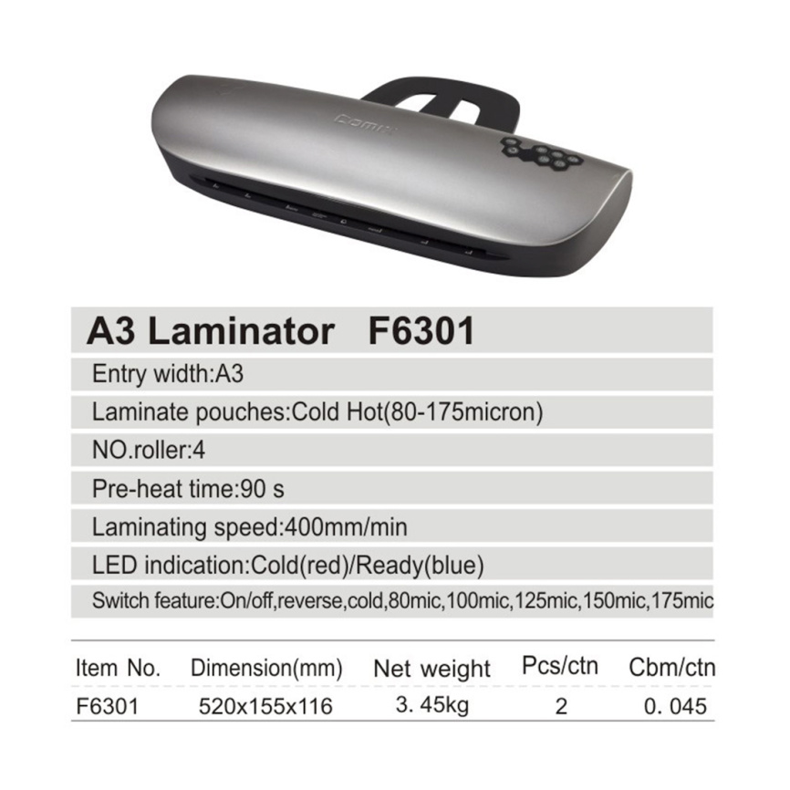 Ламинатор COMIX F6301 А3, 4 вала, 80-175 мкм, 40 см/мин. фото 2