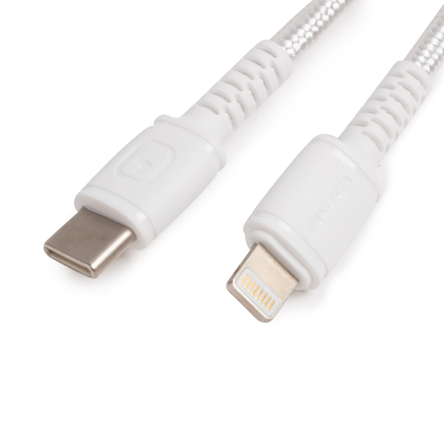 Интерфейсный кабель Awei Type-C to Lightning CL-118L 5V 2.4A 1m Белый фото 3