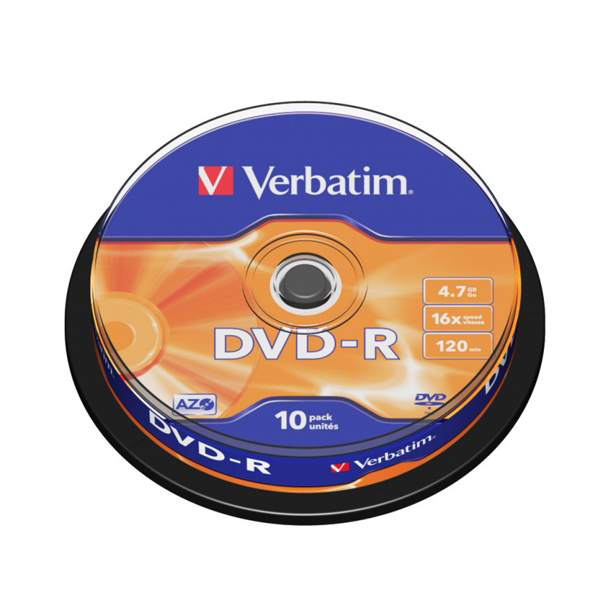 Диск DVD-R Verbatim (43523) 4.7GB 10штук Незаписанный фото 2