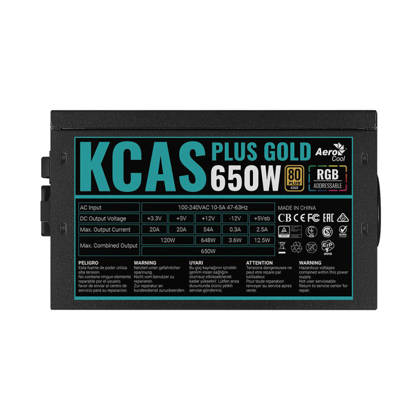 Блок питания Aerocool KCAS PLUS GOLD 650W RGB фото 3