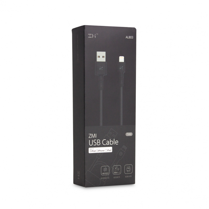 Интерфейсный Кабель USB/Lightning Xiaomi ZMI AL803/AL805 MFi 100 см Черный фото 3