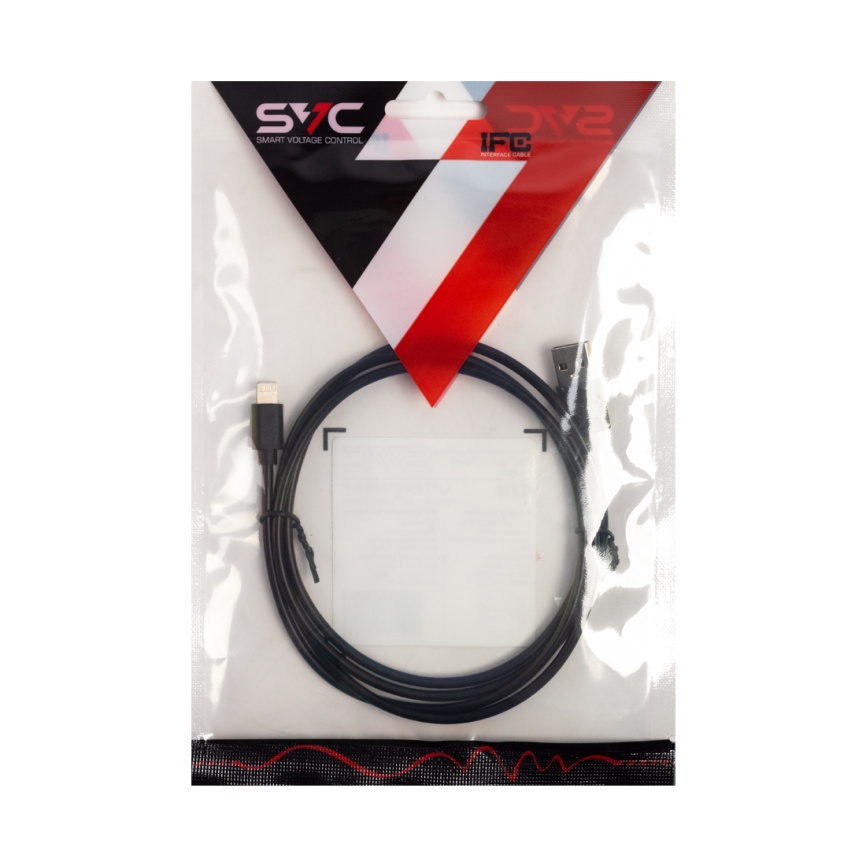 Интерфейсный кабель USB-Lightning SVC LHT-PV0120BK-P, 30В, Чёрный, Пол. пакет, 1.2 м фото 3