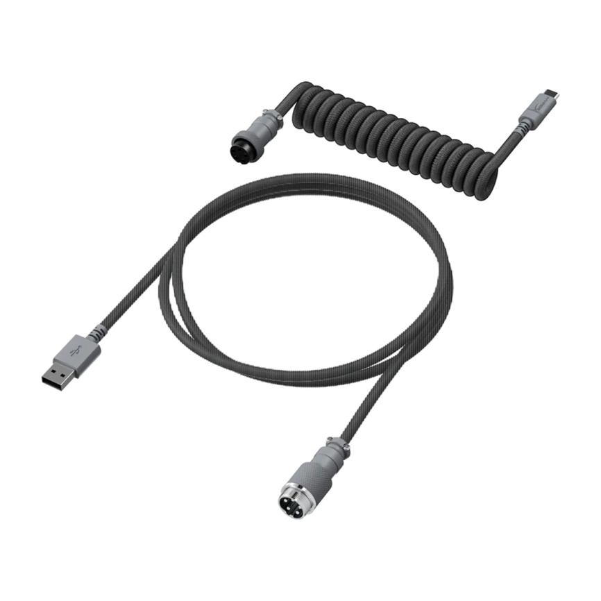 Провод для механической клавиатуры HyperX USB-C Coiled Cable Grey-Black 6J679AA фото 1