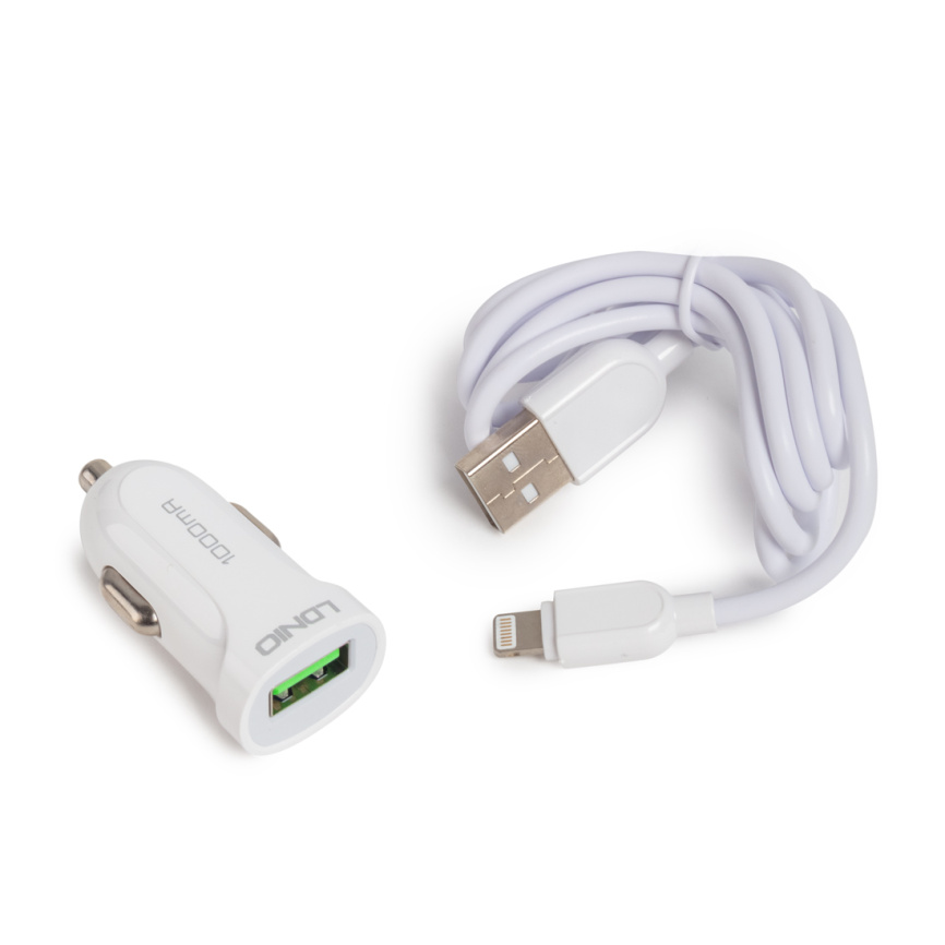 Автомобильное зарядное устройство LDNIO DL-C17 1*USB Lightning Белый фото 2