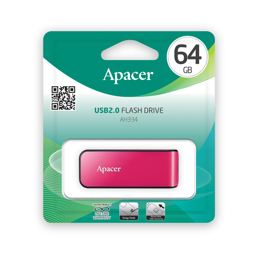 USB-накопитель Apacer AH334 64GB Розовый фото 3