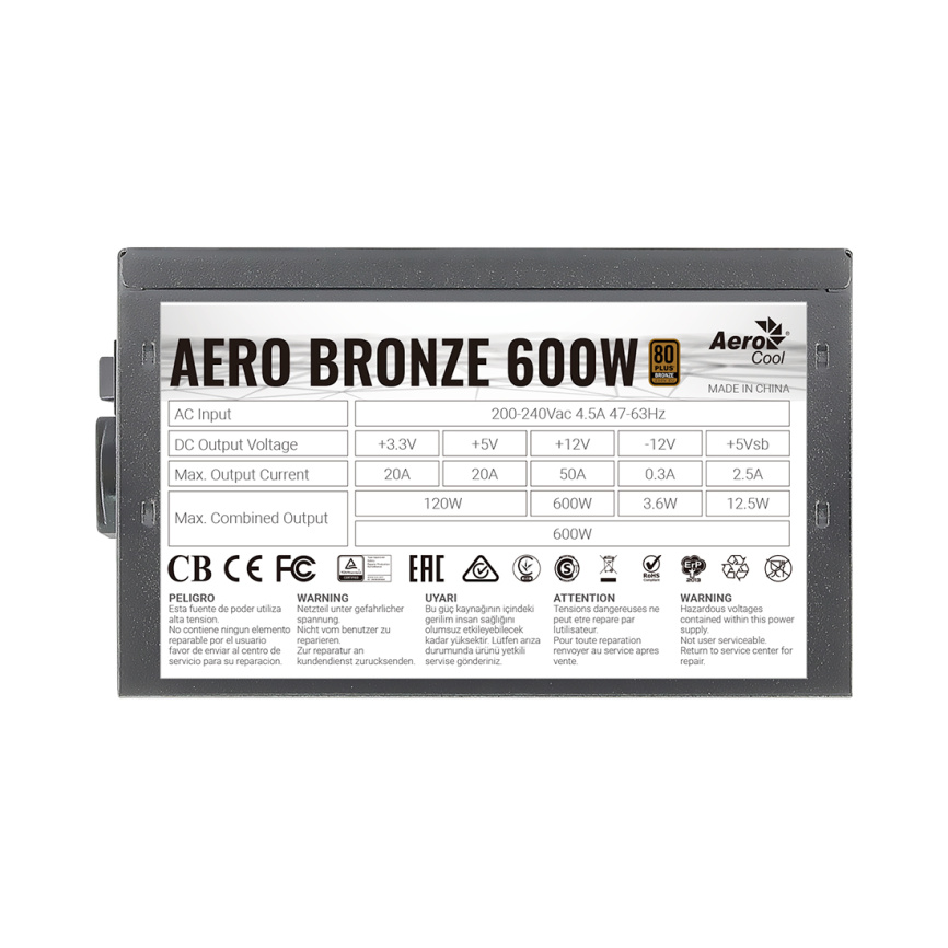 Блок питания Aerocool AERO BRONZE 600W фото 3