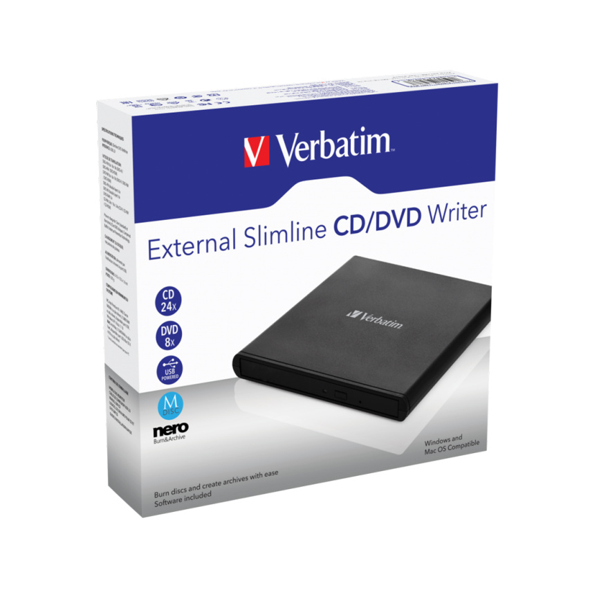 Внешний привод Verbatim CD/DVD 98938 Slim USB Чёрный фото 2