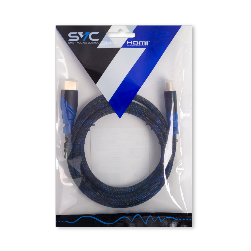 Интерфейсный кабель HDMI-HDMI SVC HR0150BL-P, 30В, Синий, Пол. пакет, 1.5 м фото 3