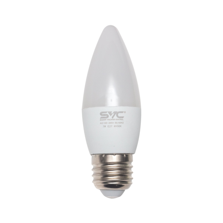 Эл. лампа светодиодная SVC LED C35-7W-E27-6500K, Холодный фото 1