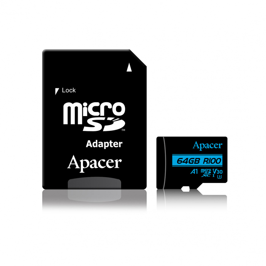 Карта памяти Apacer AP64GMCSX10U7-R 64GB + адаптер фото 1
