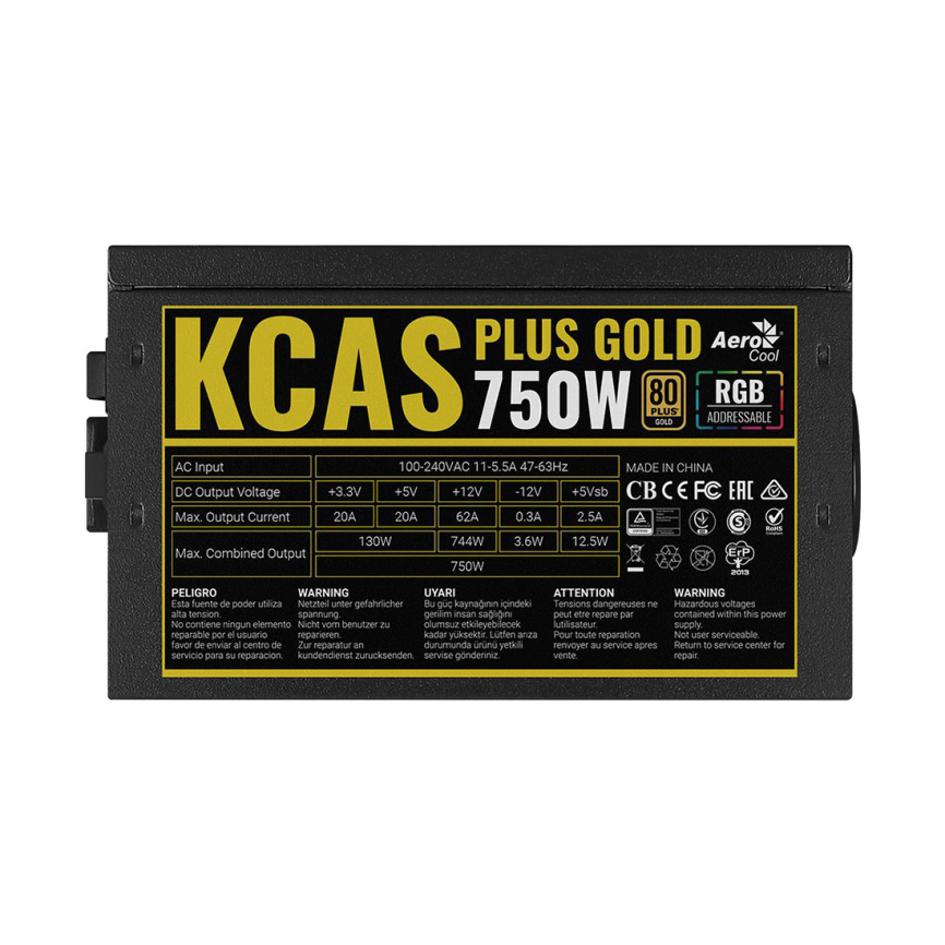 Блок питания Aerocool KCAS PLUS GOLD 750W RGB фото 3