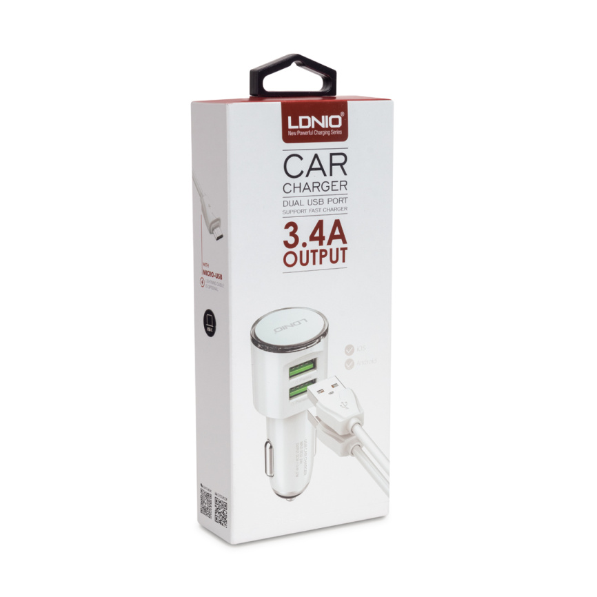 Автомобильное зарядное устройство LDNIO DL-C29 2*USB Type-C Белый фото 3