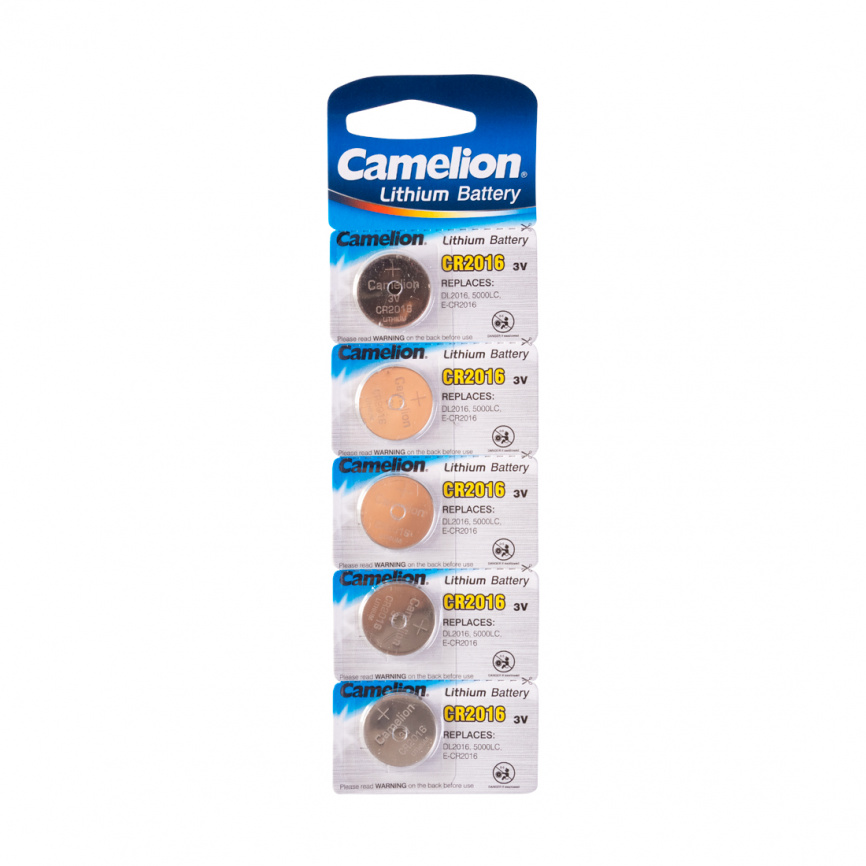 Батарейка CAMELION Lithium CR2016-BP5 5 шт. в блистере фото 1