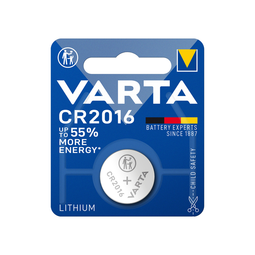 Батарейка VARTA Lithium CR2016 3V 1 шт. в блистере фото 1
