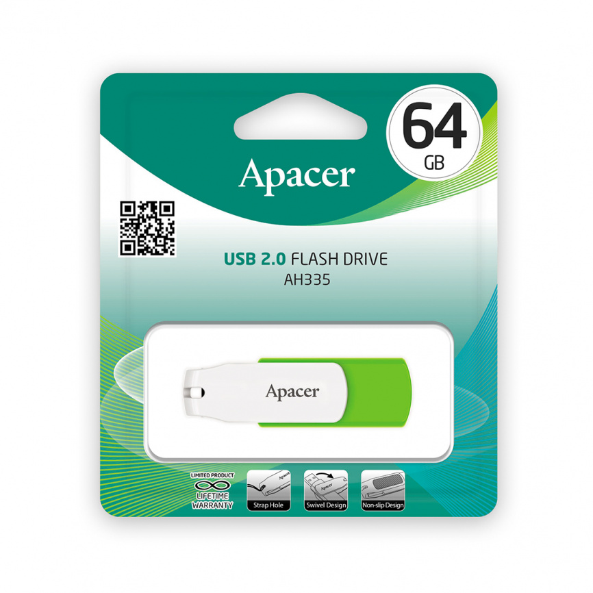 USB-накопитель Apacer AH335 64GB Зеленый фото 2