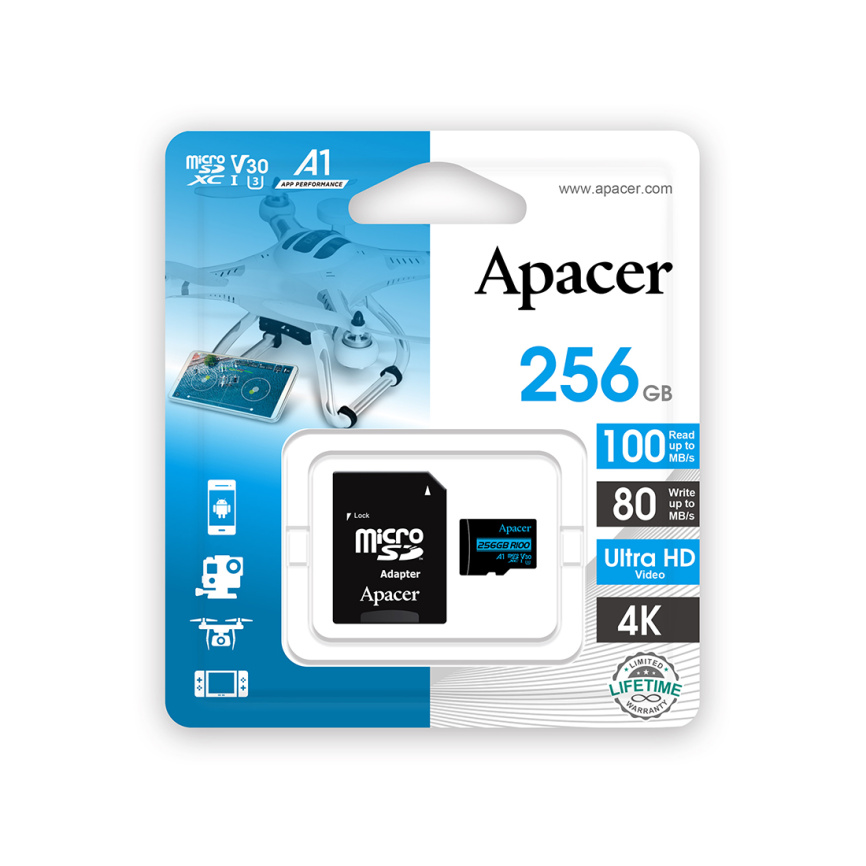 Карта памяти Apacer AP256GMCSX10U7-R 256GB + адаптер фото 2