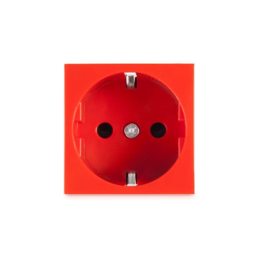Розетка электрическая Рувинил типа Shuko 45x45 мм красная 70102 фото 1