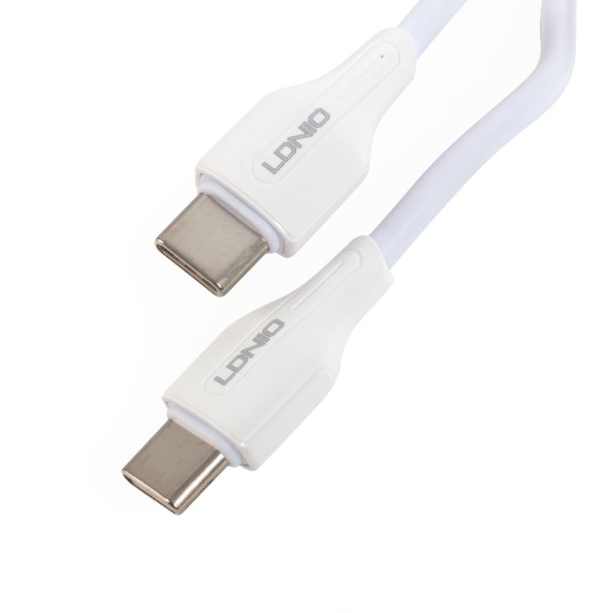 Интерфейсный кабель LDNIO Type-C to Type-C LC121-C 1м 65W Белый фото 1