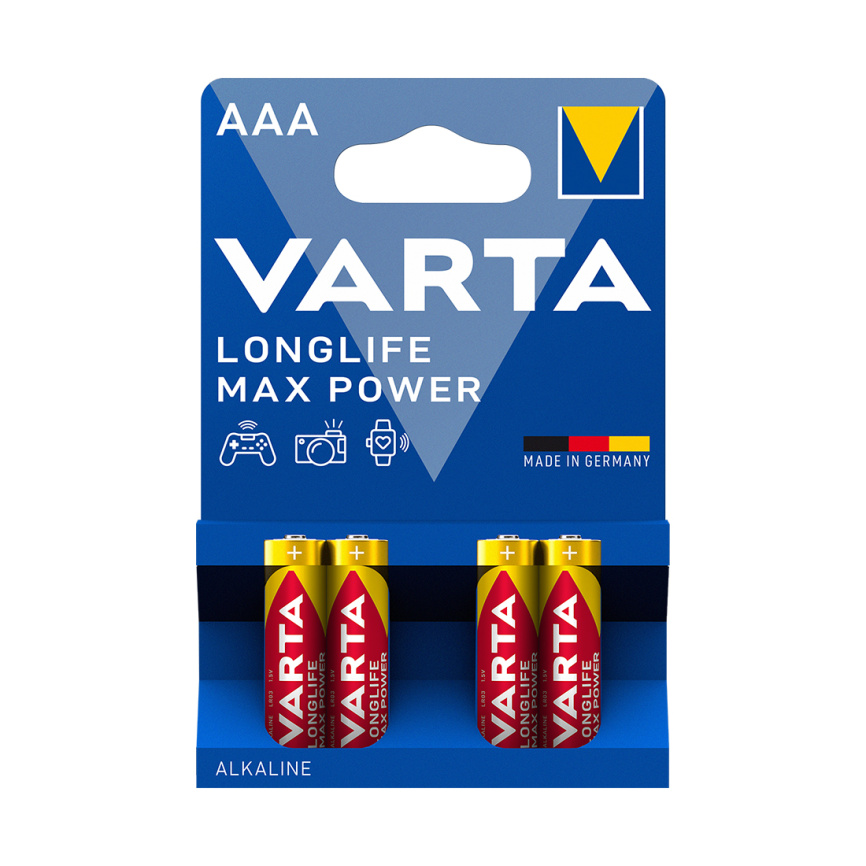 Батарейка VARTA Longlife Power Max Micro 1.5V - LR03/ AAA 4 шт в блистере фото 1