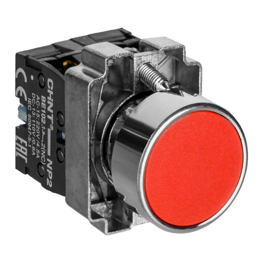Кнопка управления CHINT NP2-BA42 без подсветки красная 1НЗ IP40 фото 1