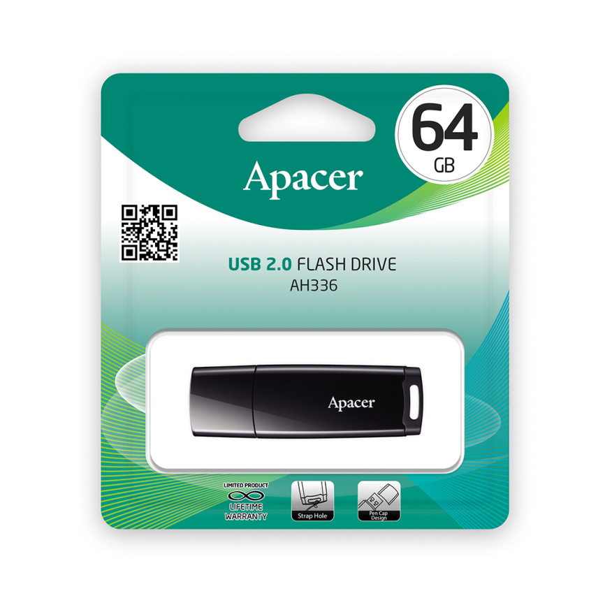 USB-накопитель Apacer AH336 64GB Чёрный фото 2