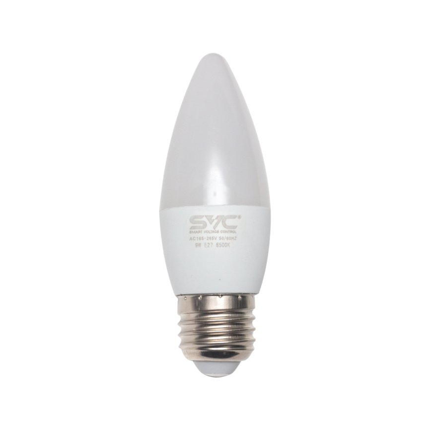 Эл. лампа светодиодная SVC LED C35-9W-E27-6500K, Холодный фото 1