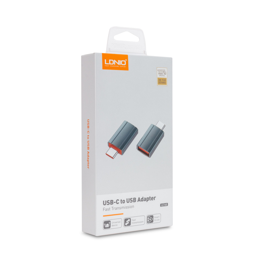 Переходник LDNIO LC140 USB A на USB Type-C Адаптер Серый фото 3