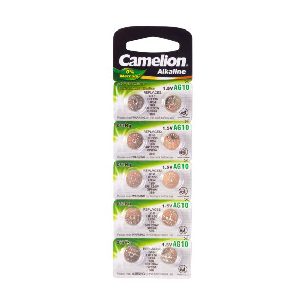 Батарейка CAMELION Alkaline AG10-BP10(0%Hg) 10 шт. в блистере