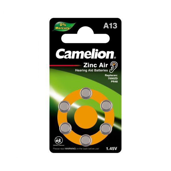 Батарейка CAMELION Zinc Air A13-BP6(0%Hg) 6 шт. в блистере