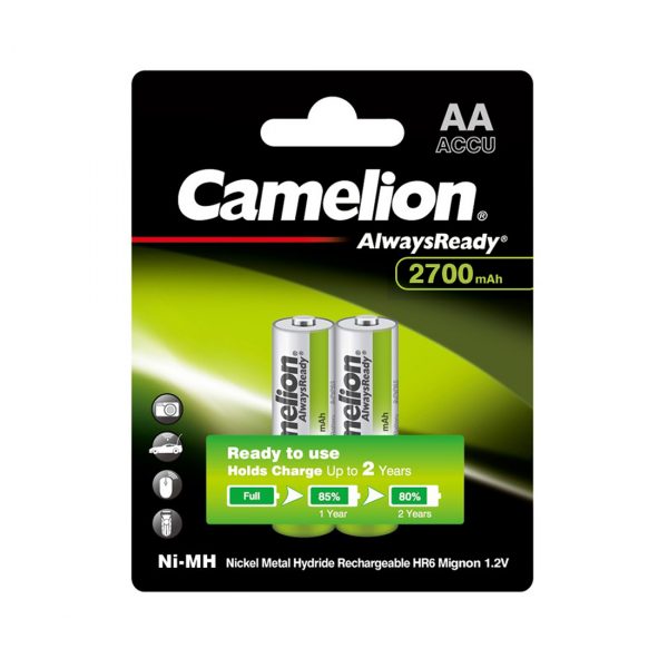 Аккумулятор CAMELION AlwaysReady Ni-MH Rechargeable NH-AA2700ARBP2 2 шт. в блистере